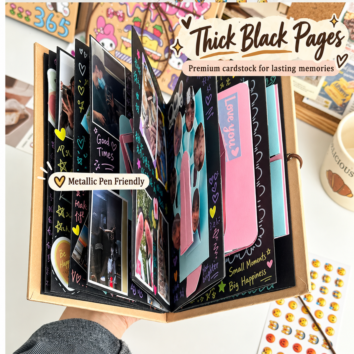 Handmade DIY Black Cardstock Scrapbook & Photo Album ✨
