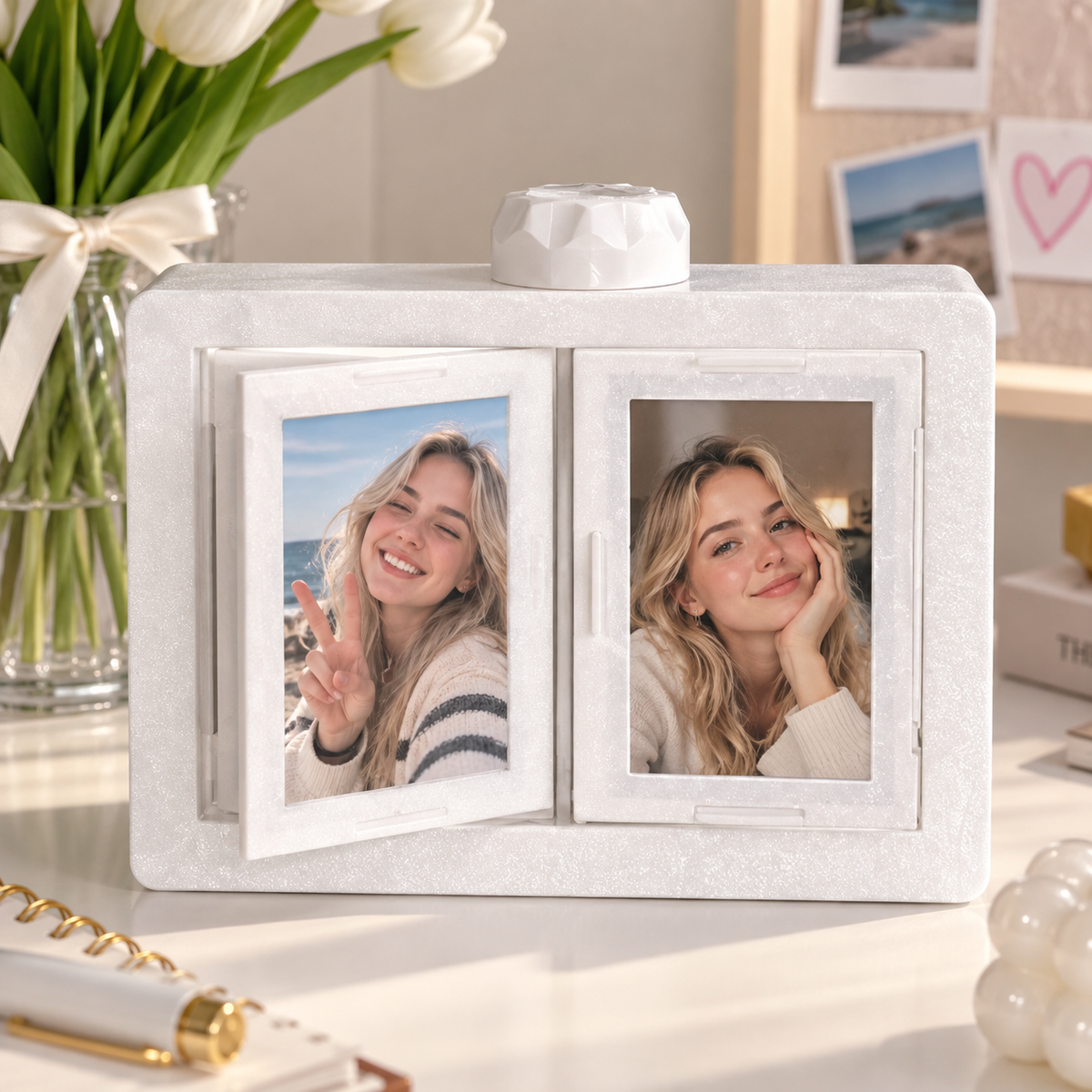 360° Rotating Polaroid Photo Frame & Flip Accordion Memory Album 💫