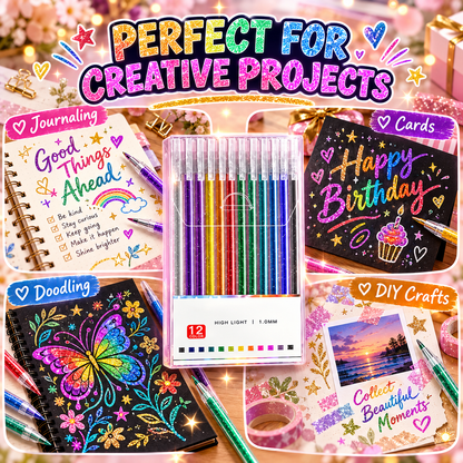 ✨ Metallic Glitter Gel Pens – Bold Color That Pops on Black Paper