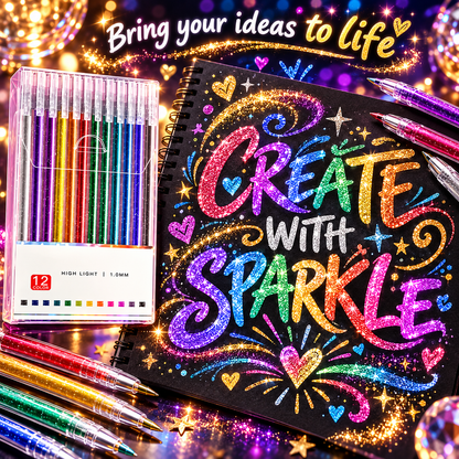 ✨ Metallic Glitter Gel Pens – Bold Color That Pops on Black Paper