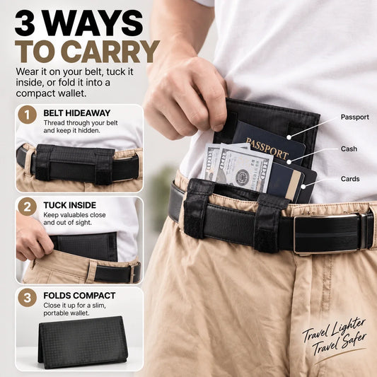 Hidden Travel Belt Wallet & Passport Pouch | Slim Under-Clothes Pocket