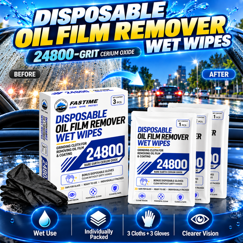 🚗 24800-Grit Windshield Oil Film Remover Wipes – Remove Stubborn Haze & Restore Clearer Glass ✨