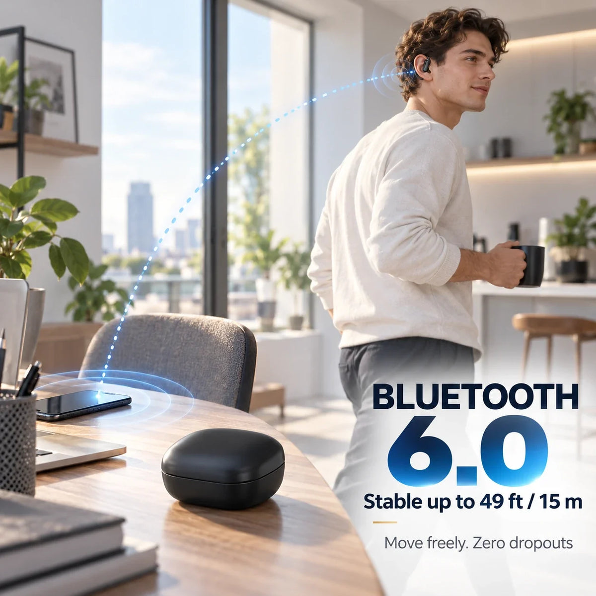 Wireless Earbuds with Ear Hooks | 145H Playtime & BT 6.0