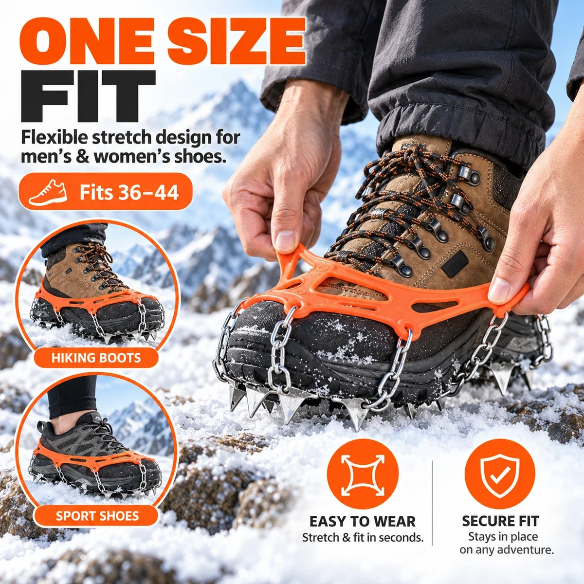 8-Tooth Ice Crampons for Shoes | Snow & Winter Grip