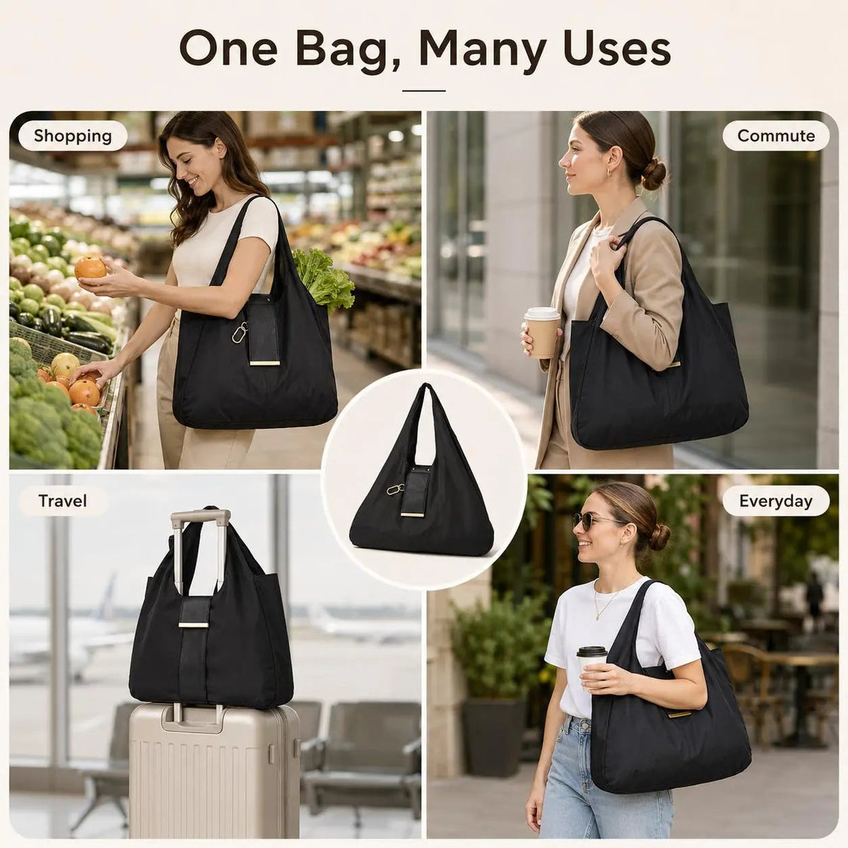 ⚡ Last Chance 49% OFF Grab-and-Go Foldable Bag | Portable Pocket Tote with Keychain 🛒
