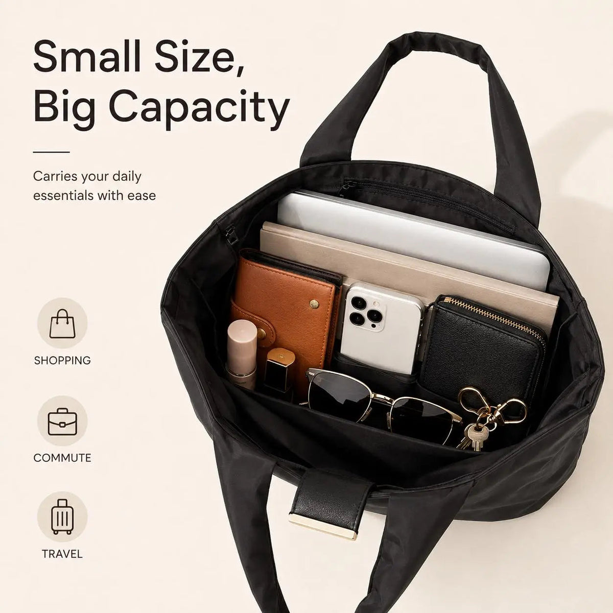 ⚡ Last Chance 49% OFF Grab-and-Go Foldable Bag | Portable Pocket Tote with Keychain 🛒