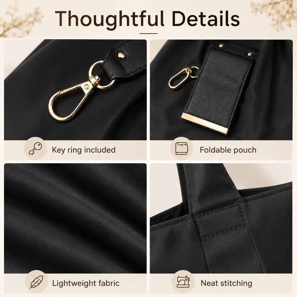 ⚡ Last Chance 49% OFF Grab-and-Go Foldable Bag | Portable Pocket Tote with Keychain 🛒