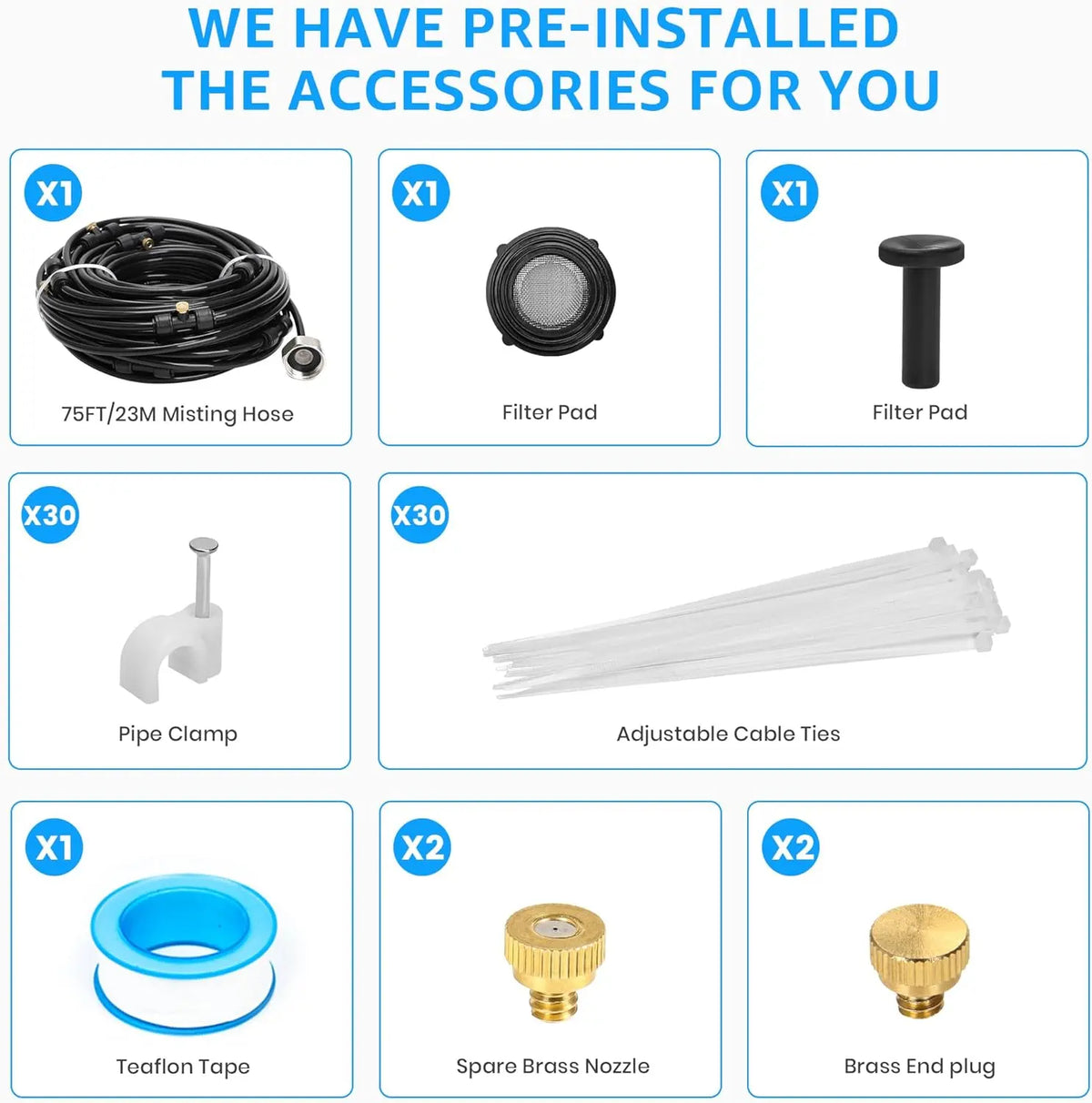 75 FT Outdoor Misting Cooling System Set