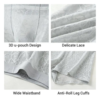 Men's Leopard Lace Ice Silk Boxer Briefs