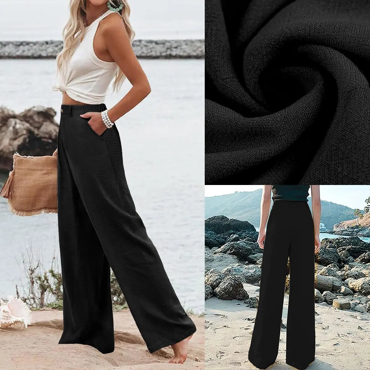 Women's High-Waisted Cotton Linen Wide-Leg Pants（Buy 2 Free Shipping）