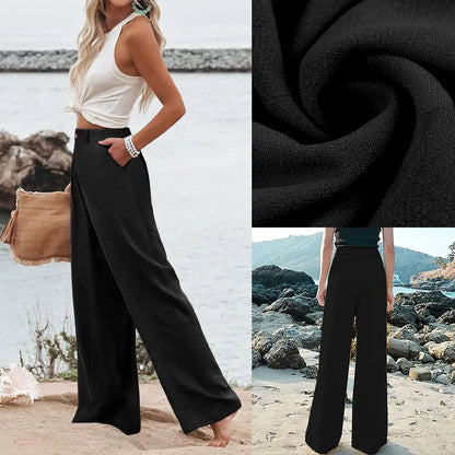 Women's High-Waisted Cotton Linen Wide-Leg Pants（Buy 2 Free Shipping）