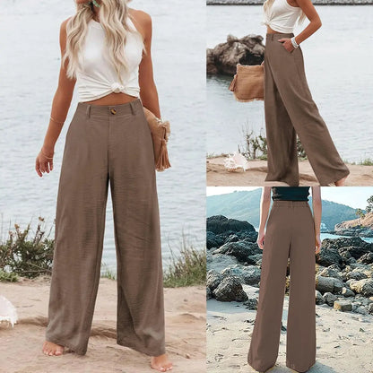 Women's High-Waisted Cotton Linen Wide-Leg Pants（Buy 2 Free Shipping）