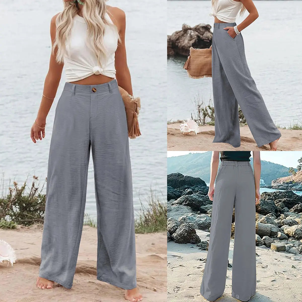 Women's High-Waisted Cotton Linen Wide-Leg Pants（Buy 2 Free Shipping）