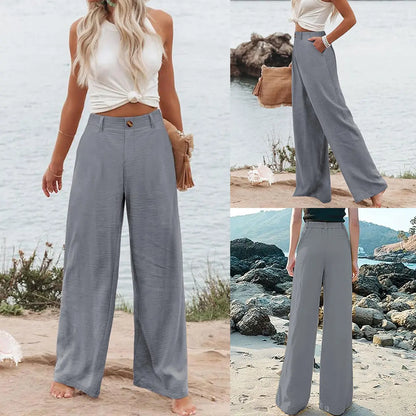 Women's High-Waisted Cotton Linen Wide-Leg Pants（Buy 2 Free Shipping）