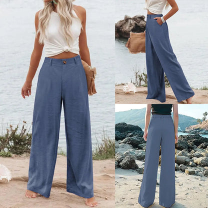 Women's High-Waisted Cotton Linen Wide-Leg Pants（Buy 2 Free Shipping）