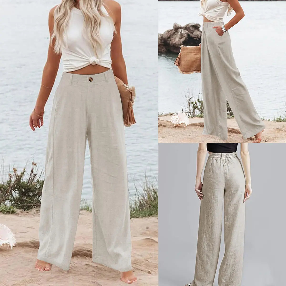 Women's High-Waisted Cotton Linen Wide-Leg Pants（Buy 2 Free Shipping）