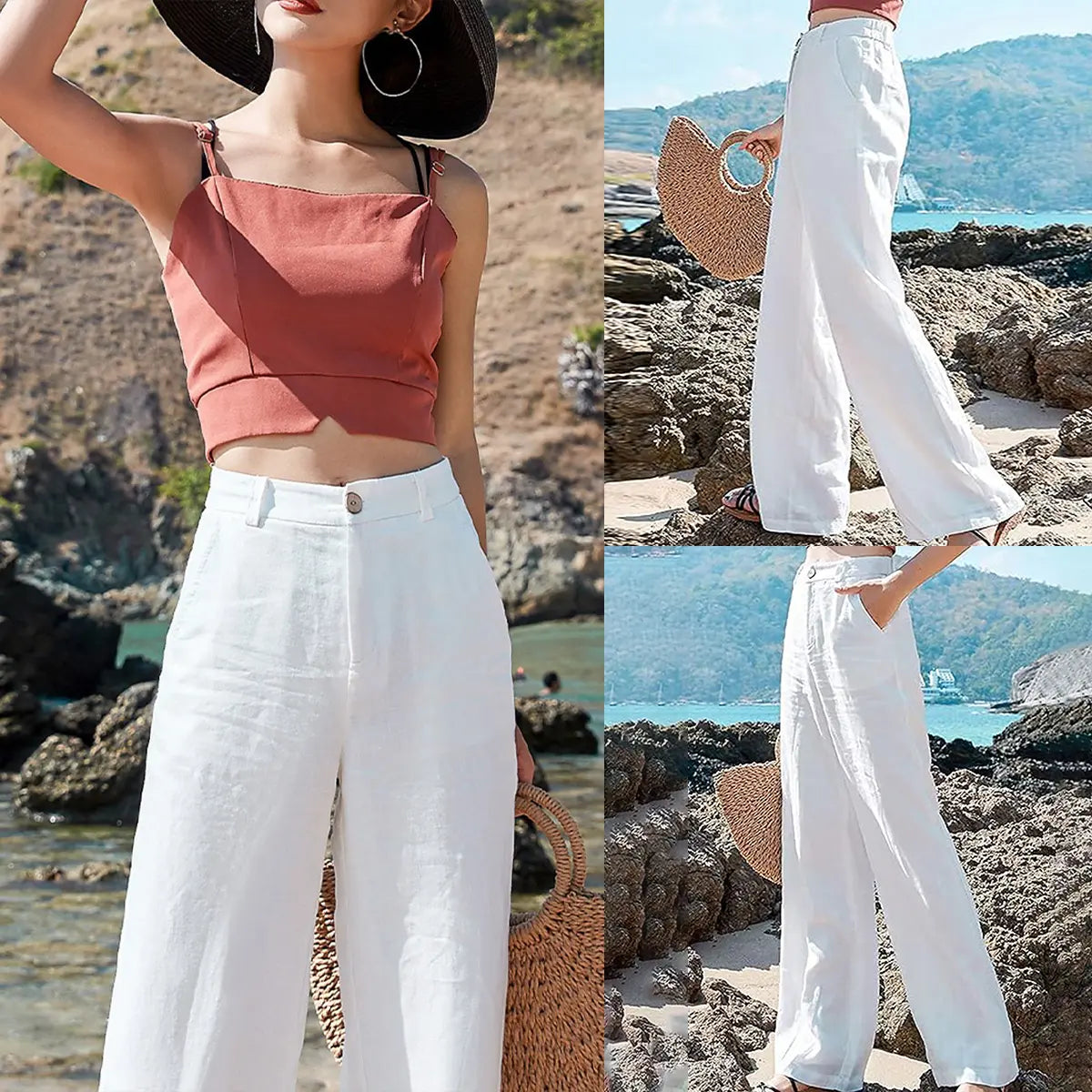 Women's High-Waisted Cotton Linen Wide-Leg Pants（Buy 2 Free Shipping）