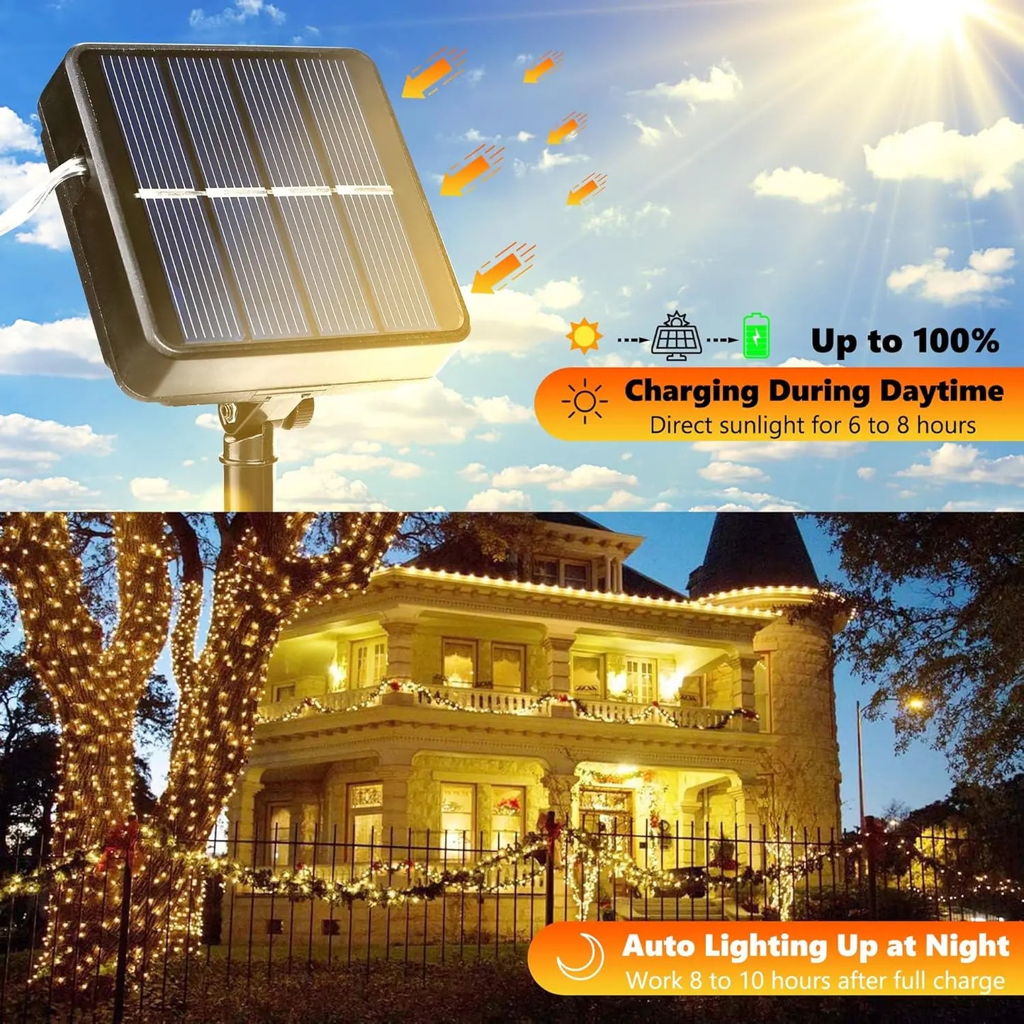 ☀️ Solar Powered LED Fairy String Lights