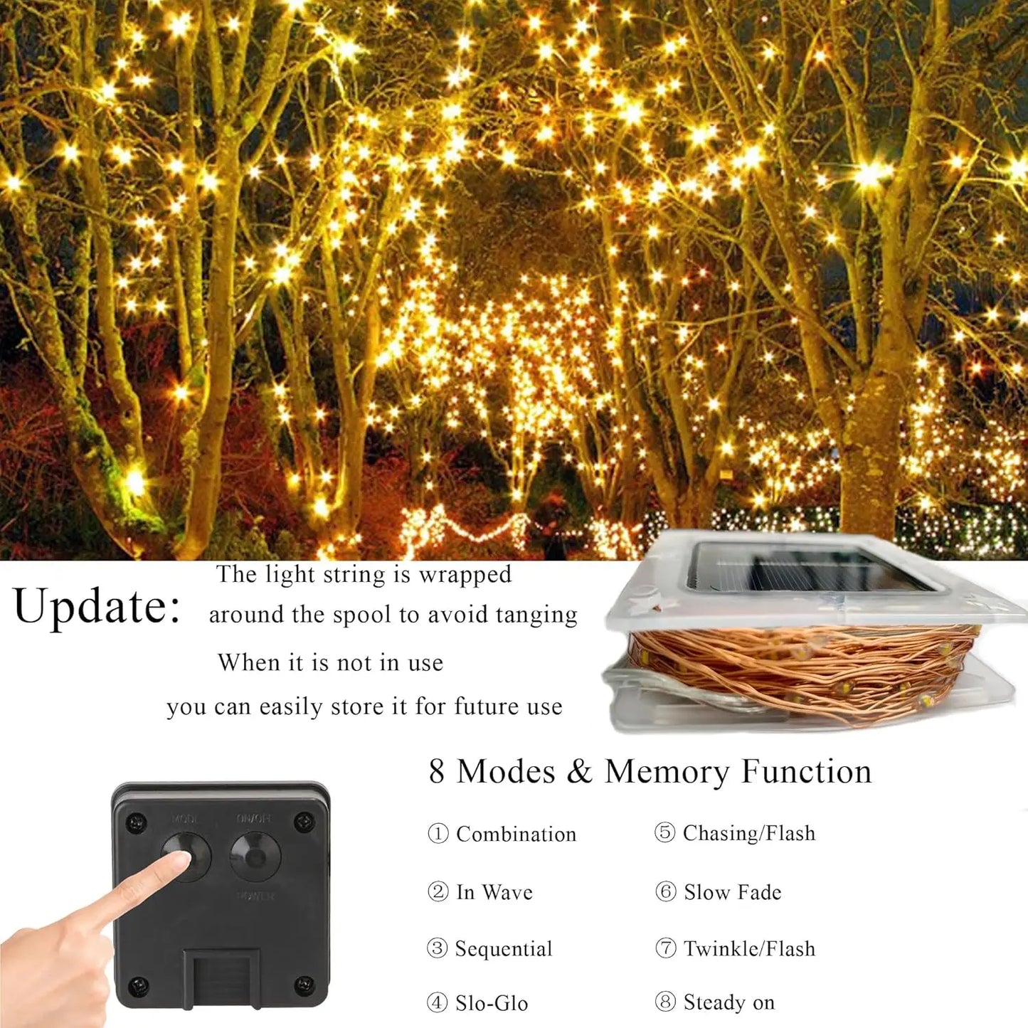 ☀️ Solar Powered LED Fairy String Lights