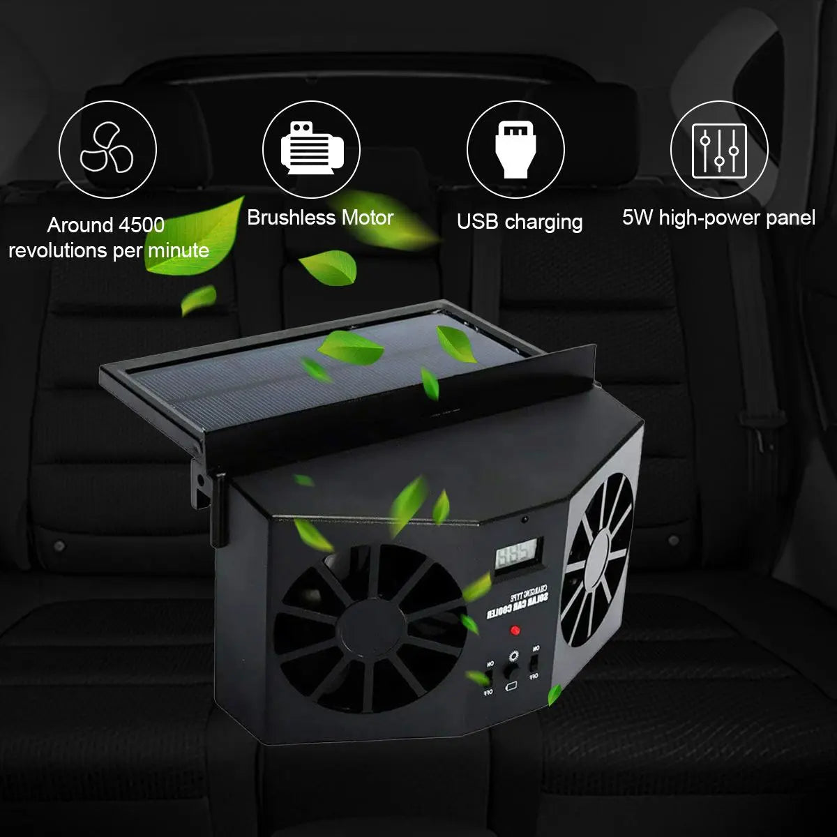 🚗 Dual-Outlet Solar Car Window Exhaust Fan