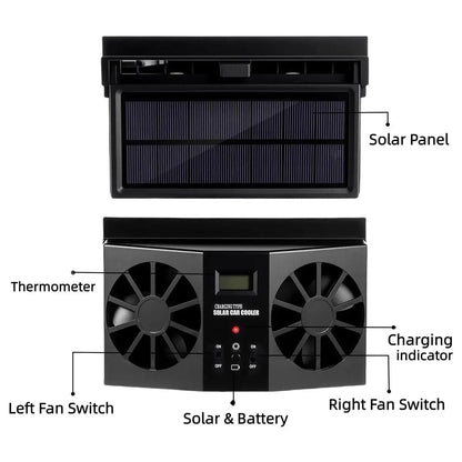 🚗 Dual-Outlet Solar Car Window Exhaust Fan