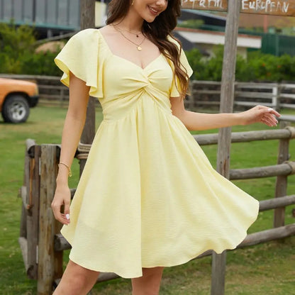👗 Chicovar Sweetheart Knot-Front Chiffon Mini Dress