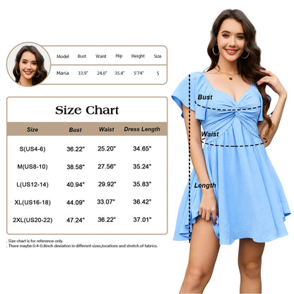 👗 Chicovar Sweetheart Knot-Front Chiffon Mini Dress