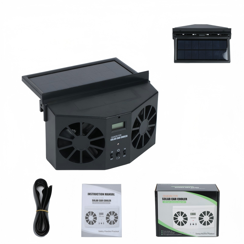 🚗 Dual-Outlet Solar Car Window Exhaust Fan