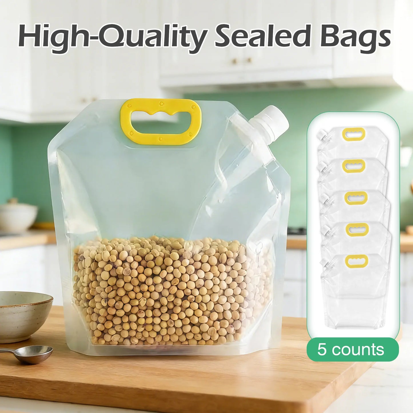 5-Pack Stand-Up Heavy-Duty Food Storage Pouches