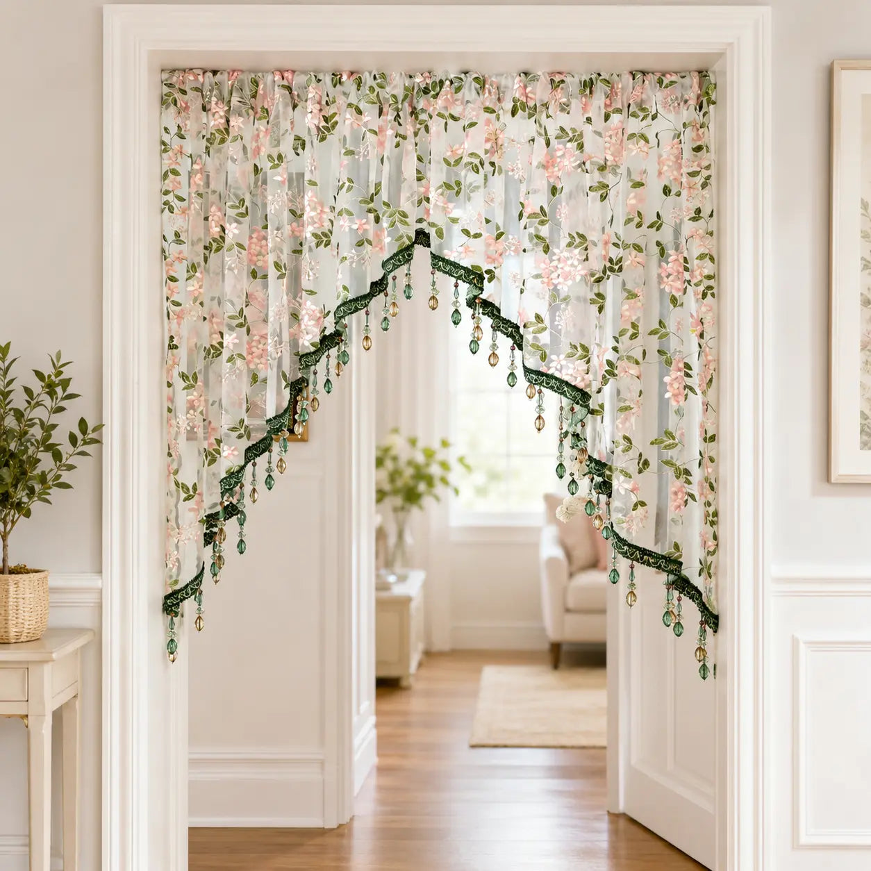 Luxury Floral Lace Door Curtain