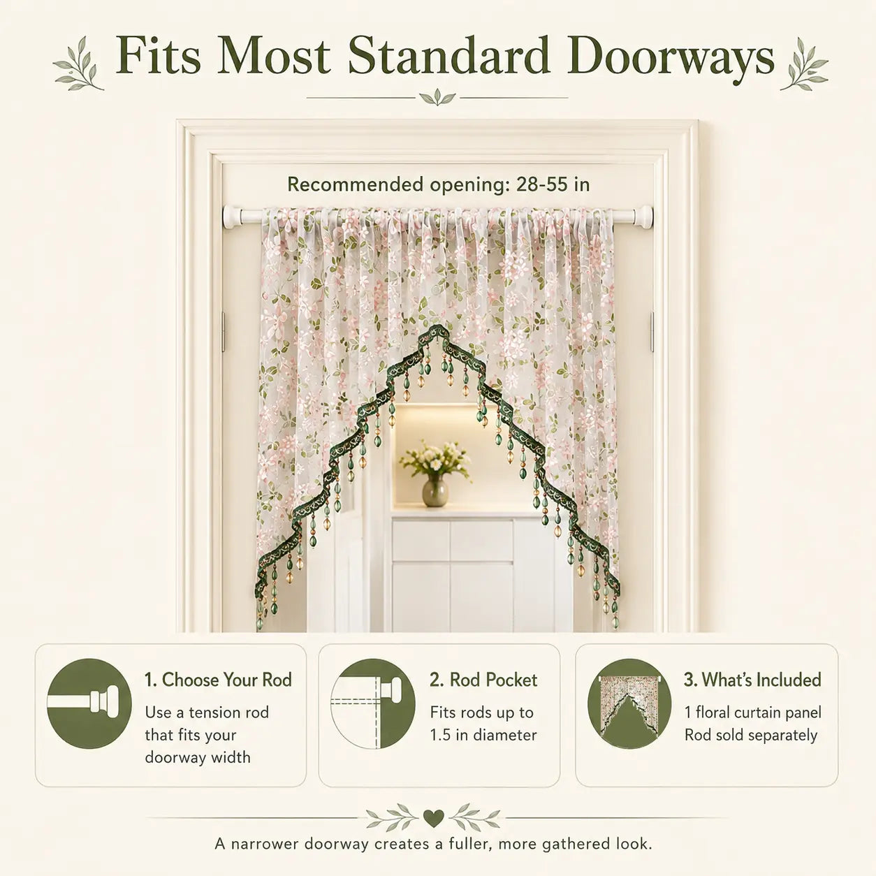 Luxury Floral Lace Door Curtain