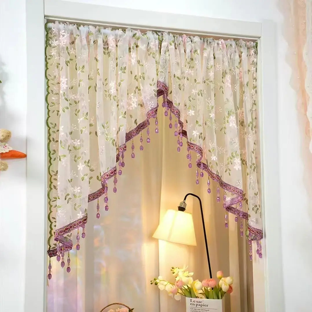 Luxury Floral Lace Door Curtain