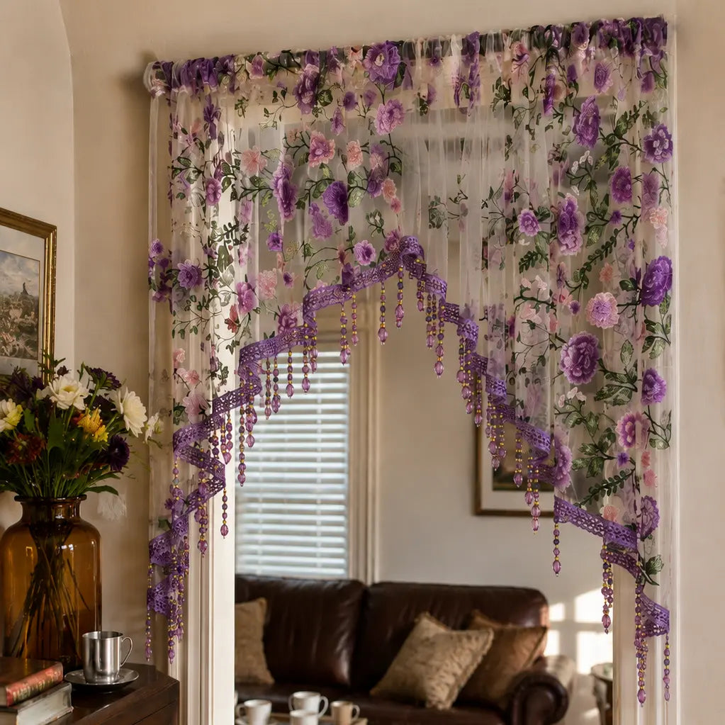 Luxury Floral Lace Door Curtain