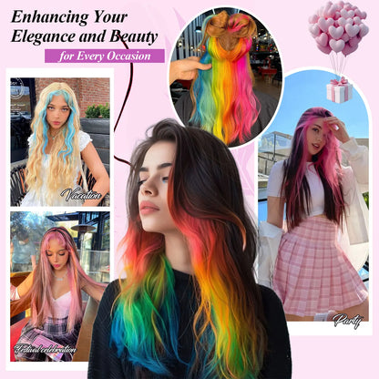 Multi-Color Clip-In Rainbow Hair Extensions