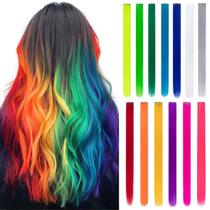 Multi-Color Clip-In Rainbow Hair Extensions