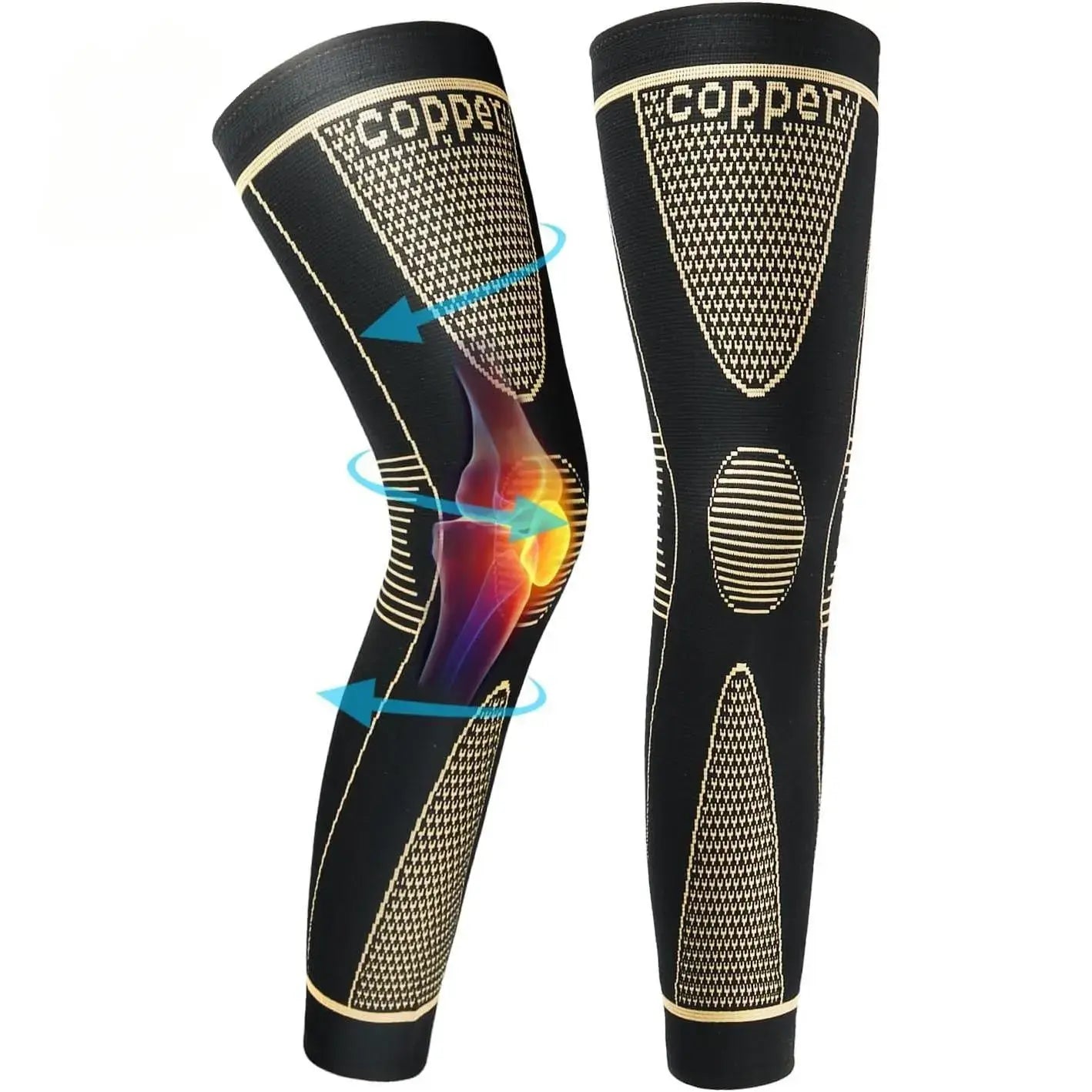 Copper Full Leg Sports Compression Sleeves
