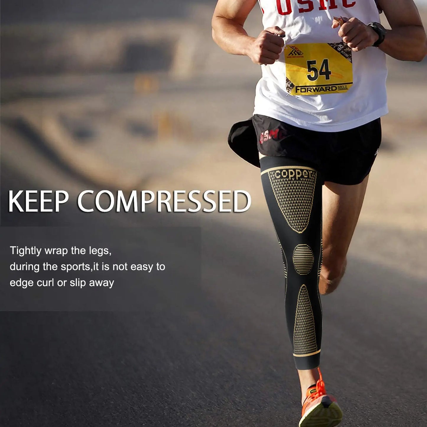 Copper Full Leg Sports Compression Sleeves