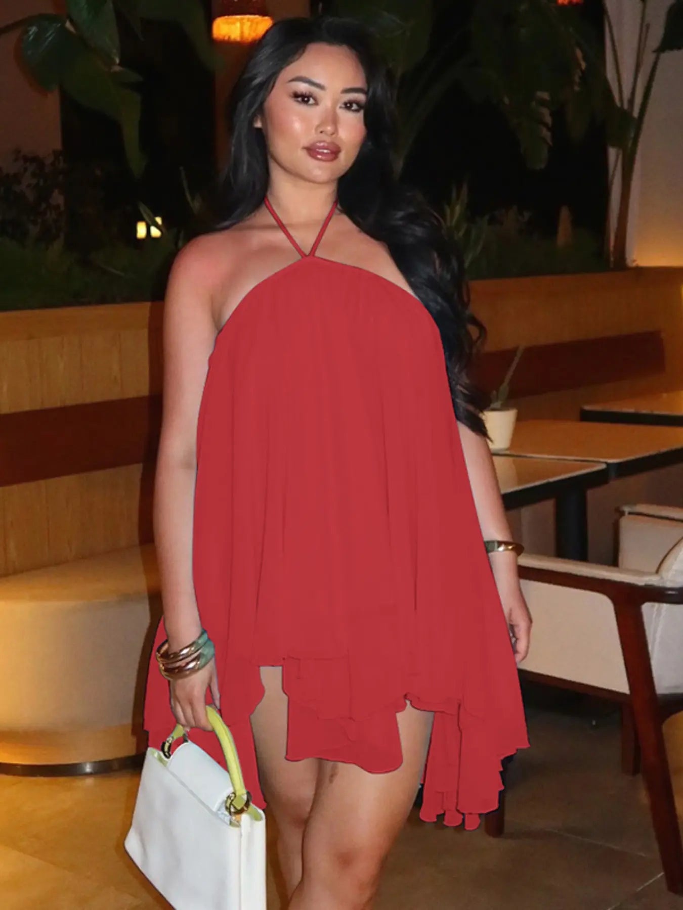 Women's Halter Sleeveless Backless Chiffon Dress