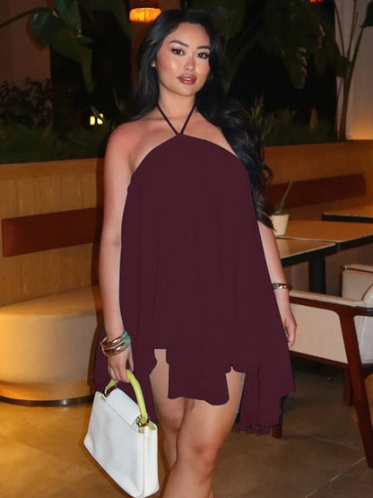Women's Halter Sleeveless Backless Chiffon Dress