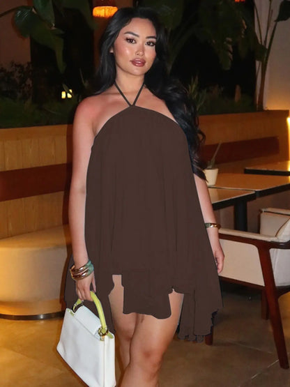 Women's Halter Sleeveless Backless Chiffon Dress