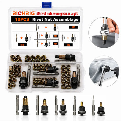 Heavy-Duty Rivet Nut Tool Drill Adapter Kit