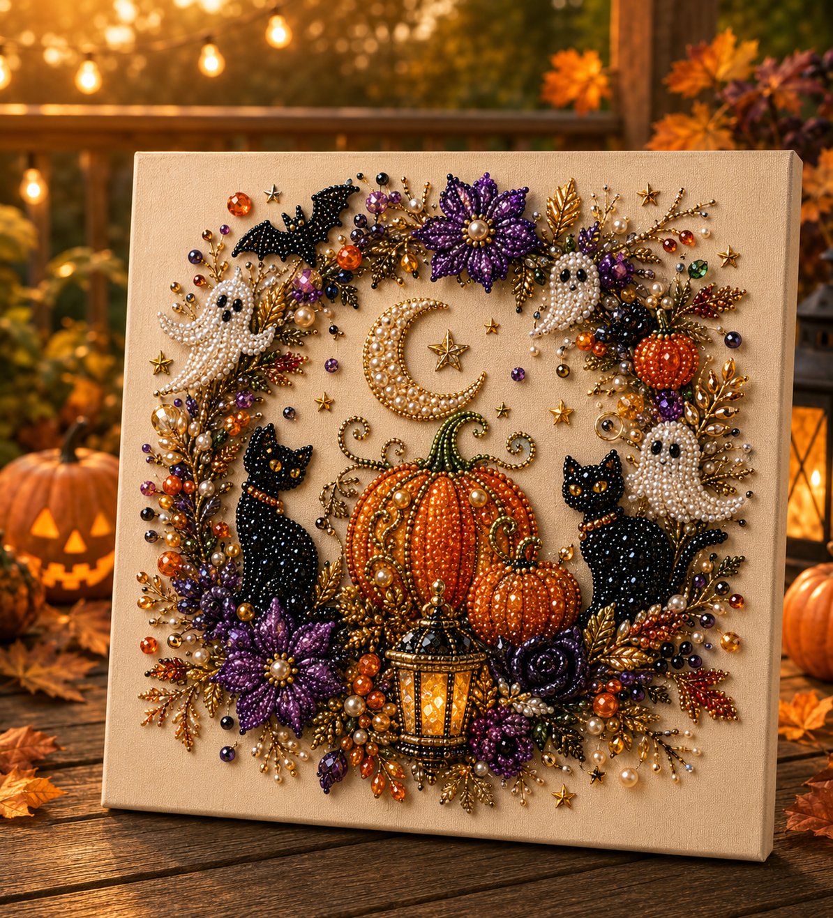 Halloween Pumpkin & Ghost Pearl Art DIY Kit