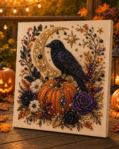 🔮 Stress-Relief Witch & Pumpkin Diamond Painting | Magical 5D DIY Craft Kit 🖌️