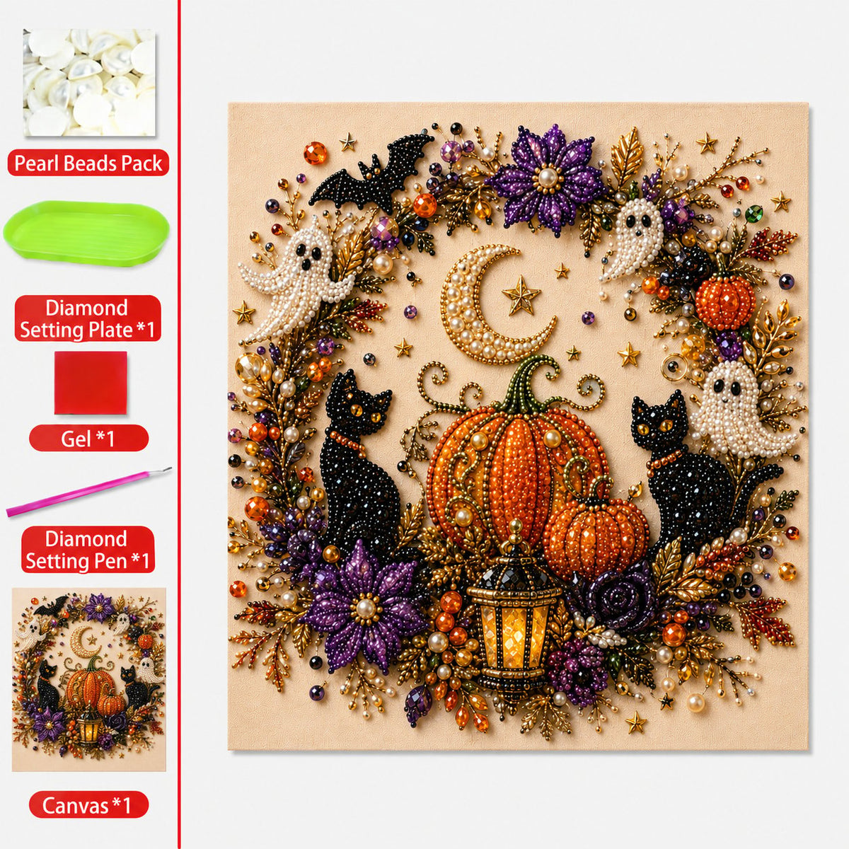 Halloween Pumpkin & Ghost Pearl Art DIY Kit