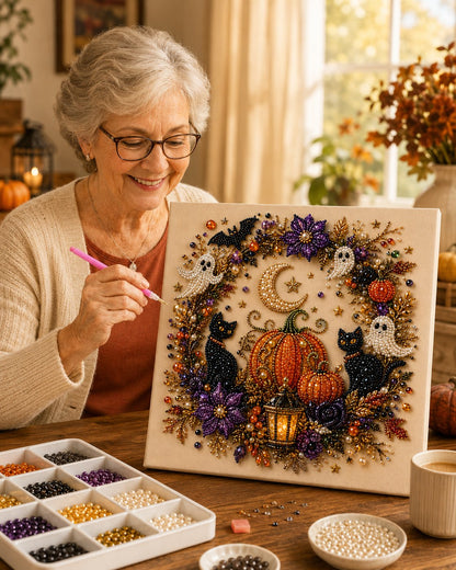 Halloween Pumpkin & Ghost Pearl Art DIY Kit