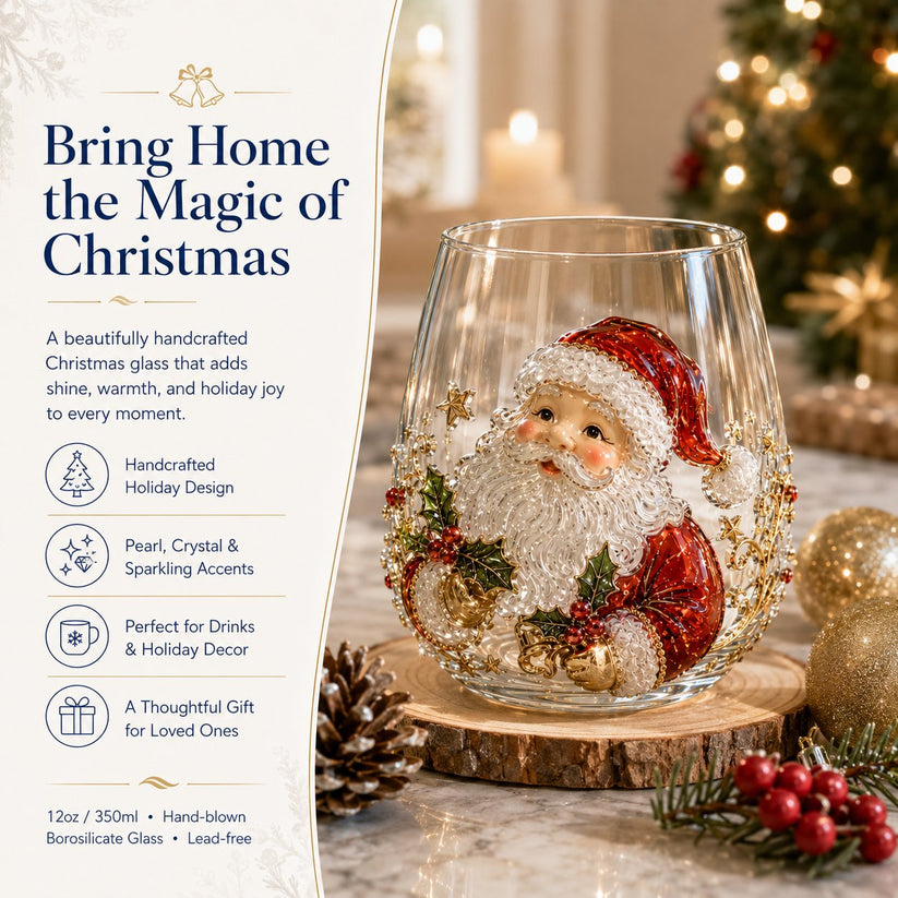 🎄 Luxury Christmas Glass Art Cup – Festive Holiday Drinkware & Premium Gift for Christmas 🎁✨