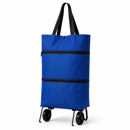 2-in-1 Rolling Grocery Tote & Foldable Trolley Bag