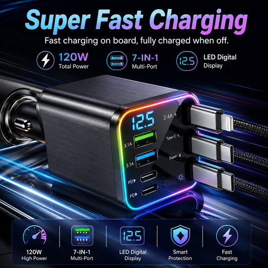 Starry Ambient Light 7-in-1 Fast Car Charger
