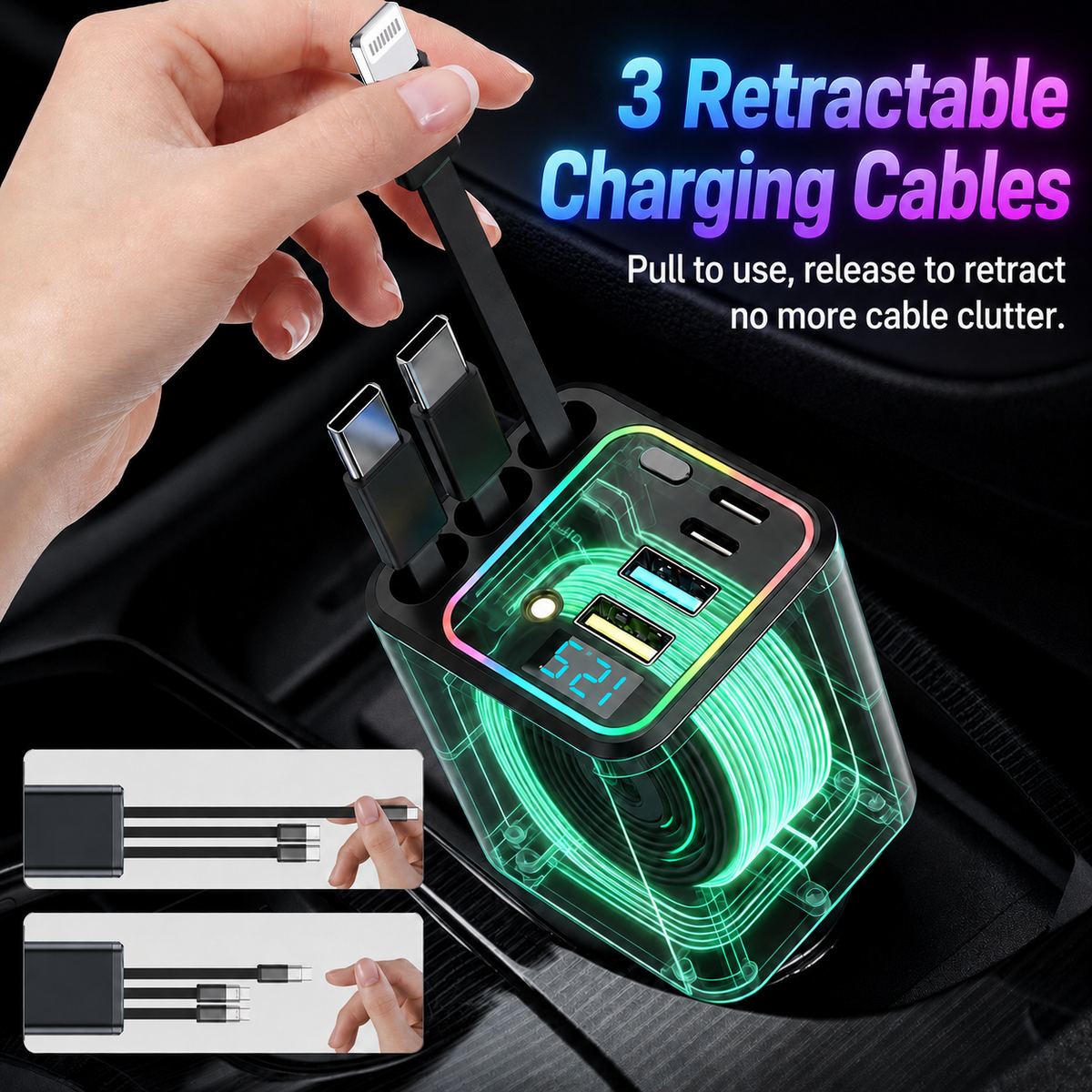 ✨Starry Ambient Light 7-in-1 Fast Car Charger