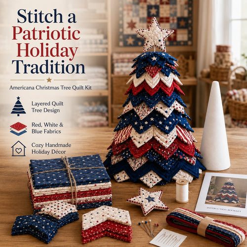🎄 Cozy Weekend Americana Christmas Tree Quilt Kit | Easy Layered Holiday DIY Décor ✨